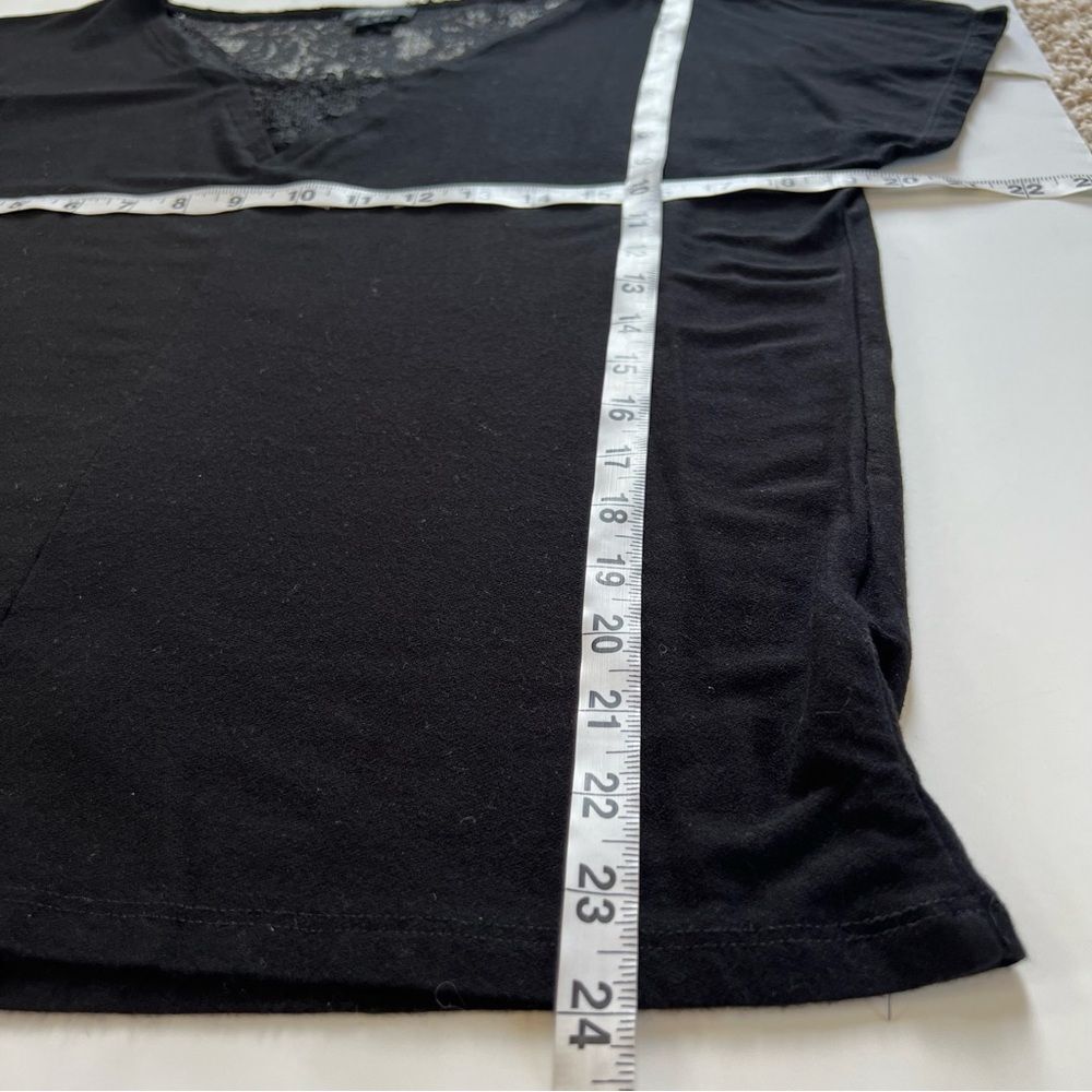 F&F Black Lace V Neck Short Sleeve Slip Over Blouse Size 8 - Picture 6 of 10